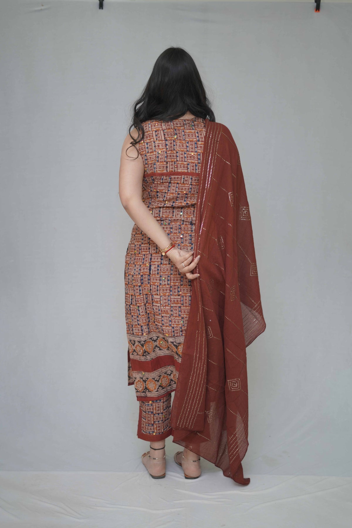 Brown Kurta Set with Dupatta