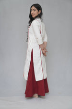 White & Red Kurta and Palazzo Set
