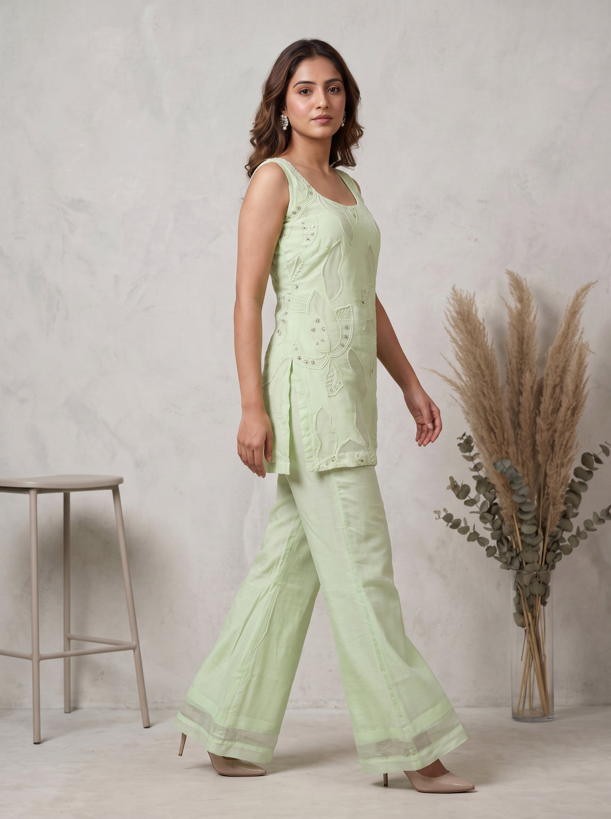 Fendy Green & Golden Farshi Salwar Suit Set