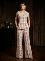 Geometric Printed Blazer Top with Trousers