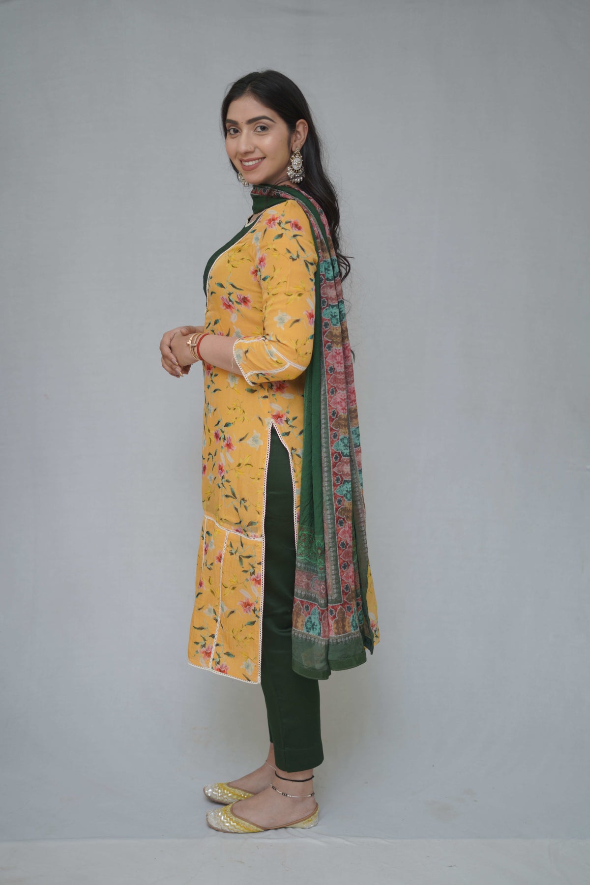 Orange & Green Kurta Set