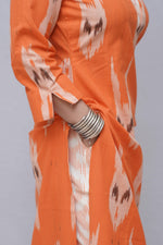 Orange & Off White Kurta Set with Dupatta