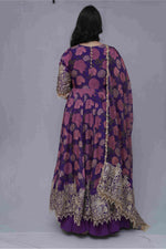 Purple Floral Anarkali Suit Set