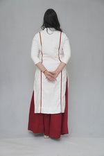White & Red Kurta and Palazzo Set