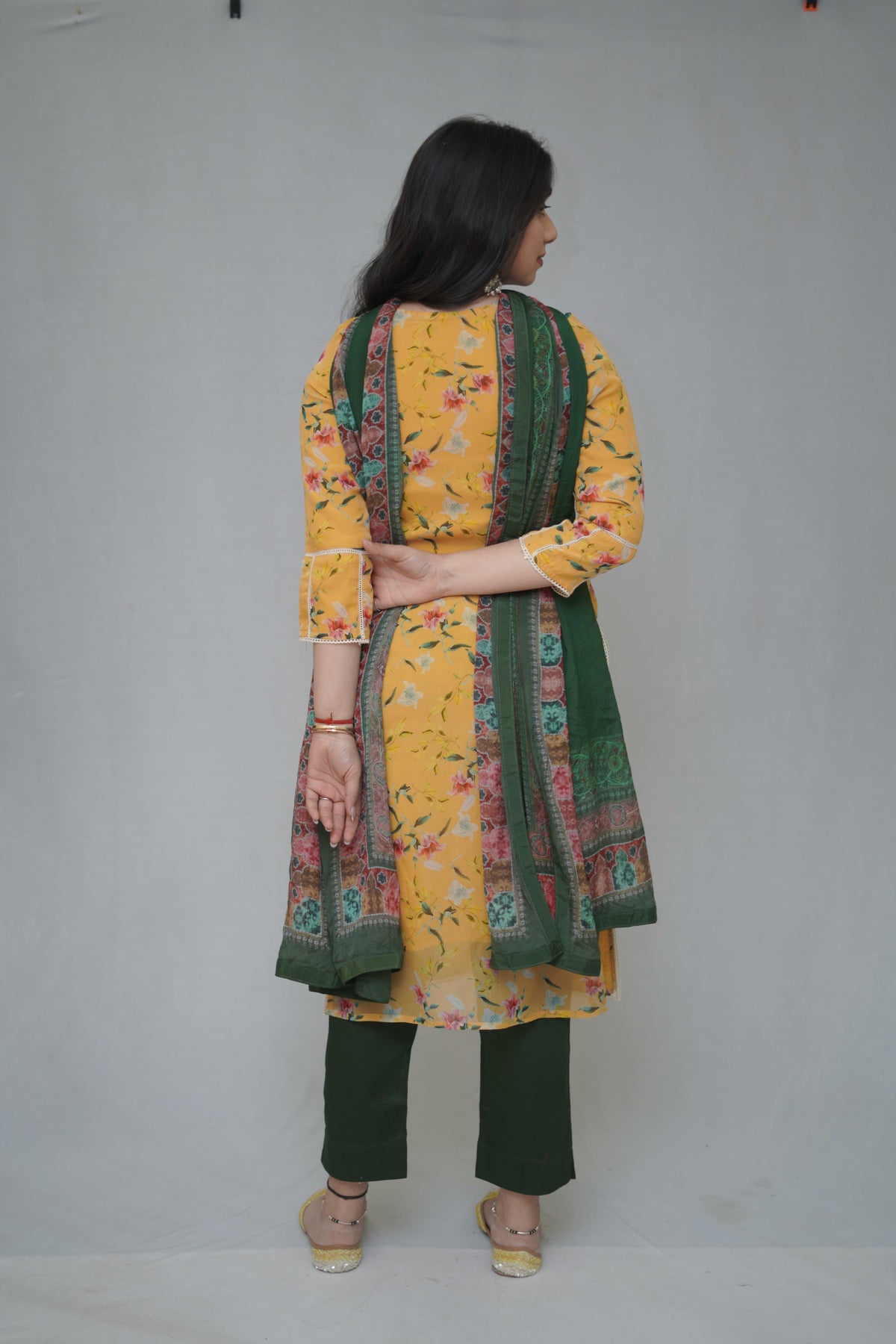 Orange & Green Kurta Set