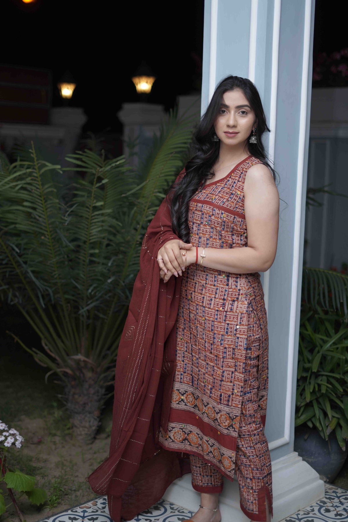 Brown Kurta Set with Dupatta