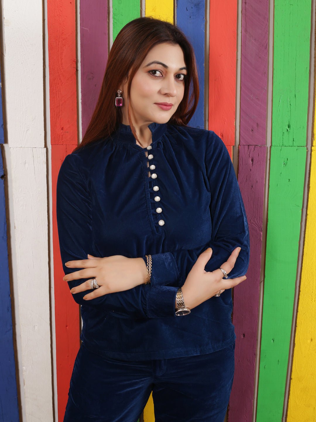 BLUE VELVET COORD SET