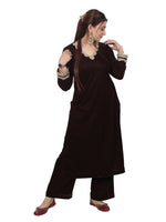 BROWN VELVET KURTA SET