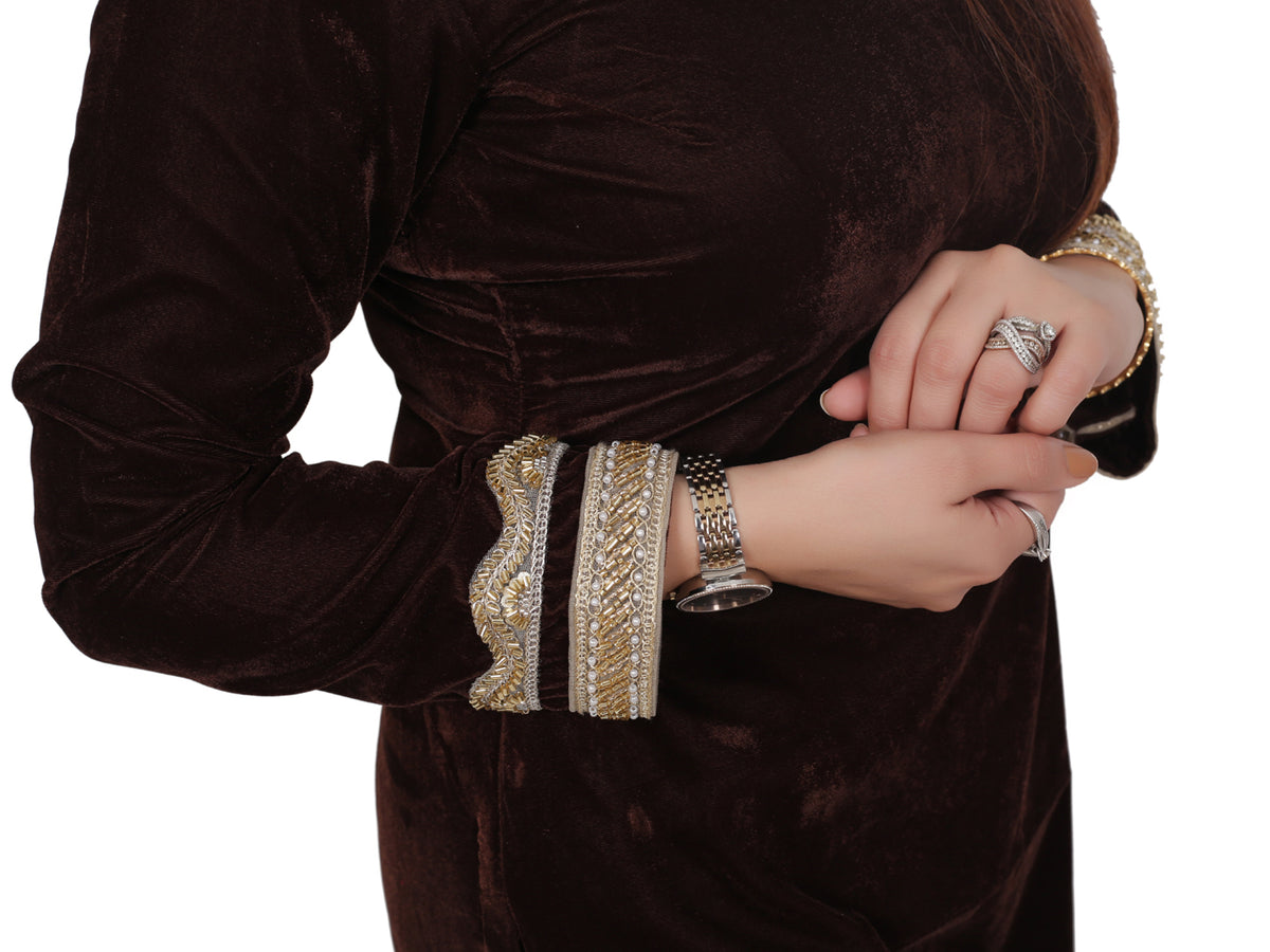 BROWN VELVET KURTA SET