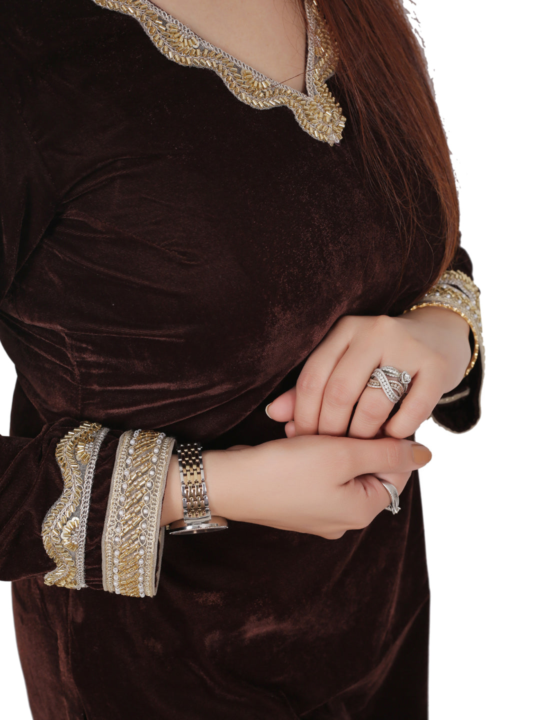 BROWN VELVET KURTA SET