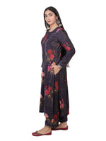 VELVET PURPLE FLORRAL KURTA SET