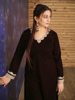 BROWN VELVET KURTA SET