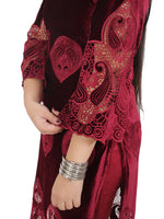 RED VELVET KURTA SET