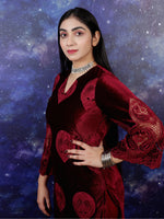 RED VELVET KURTA SET
