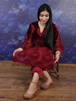 RED VELVET KURTA SET