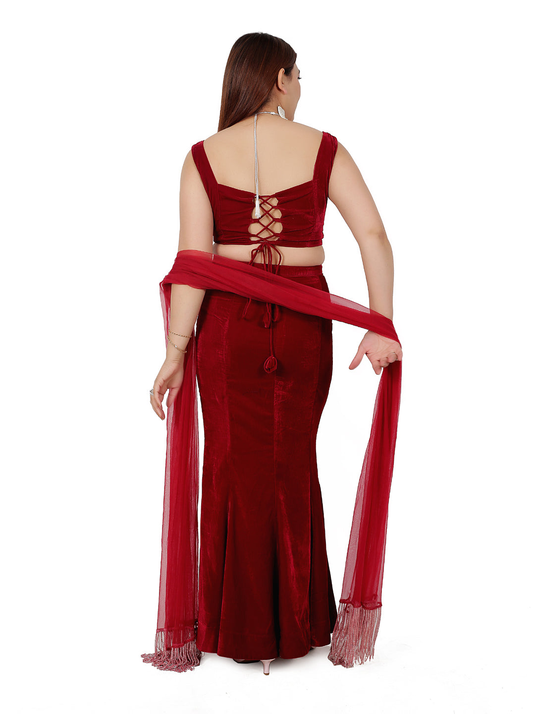 RED VELVET SKIRT WITH TOP