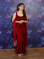 RED VELVET SKIRT WITH TOP