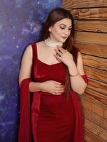 RED VELVET SKIRT WITH TOP