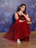 RED VELVET SKIRT WITH TOP