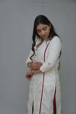 White & Red Kurta and Palazzo Set