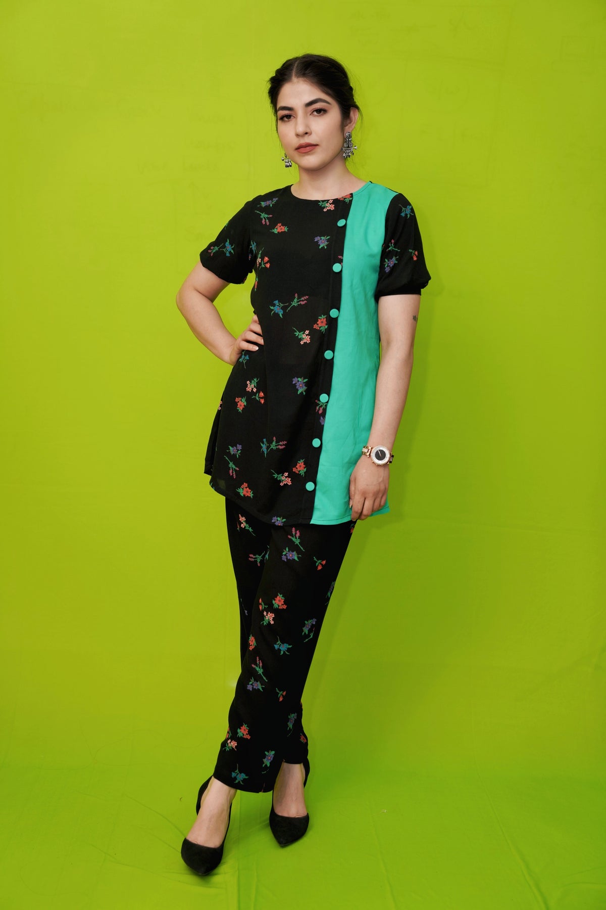 Black & Green Co-ord Set