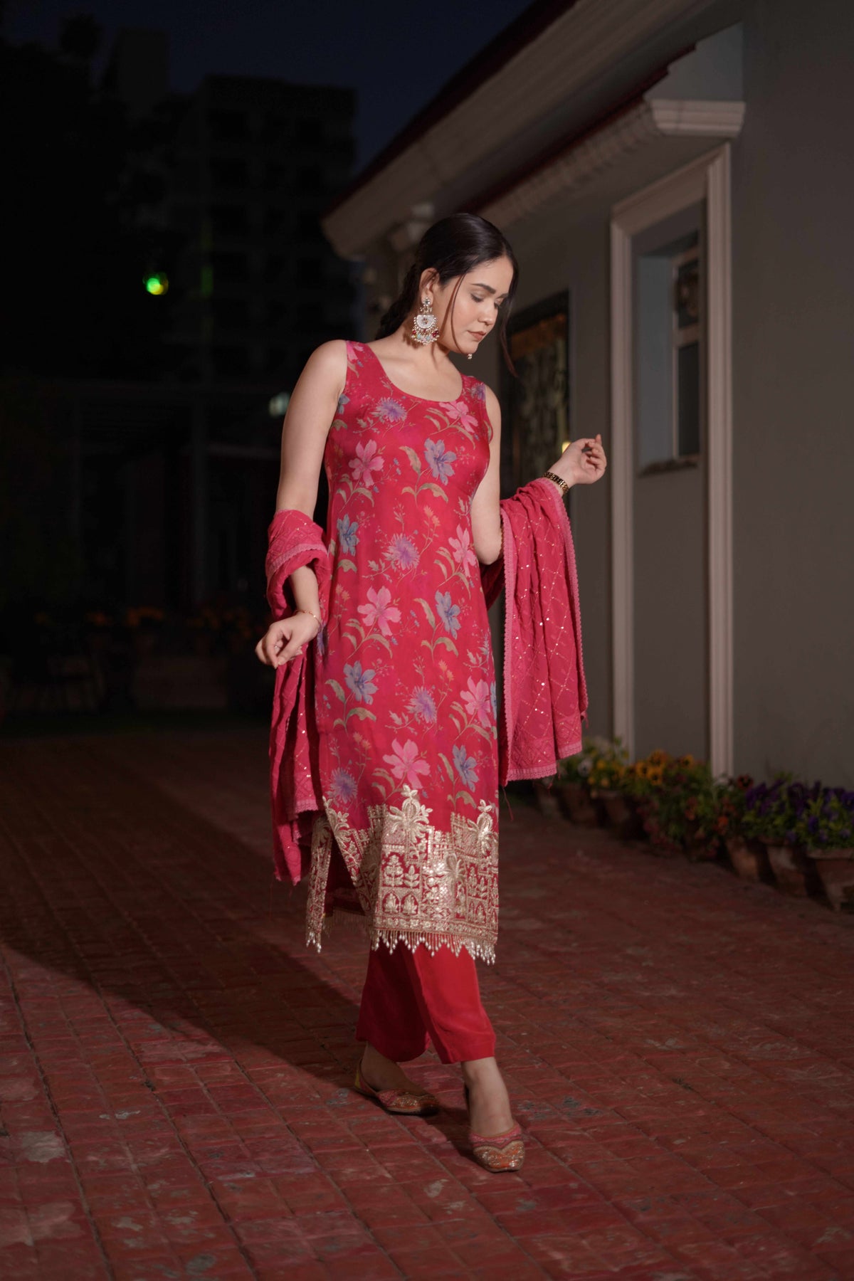 Red Kurta Set with Dupatta