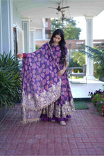Purple Floral Anarkali Suit Set