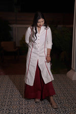 White & Red Kurta and Palazzo Set