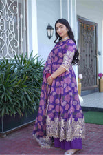 Purple Floral Anarkali Suit Set