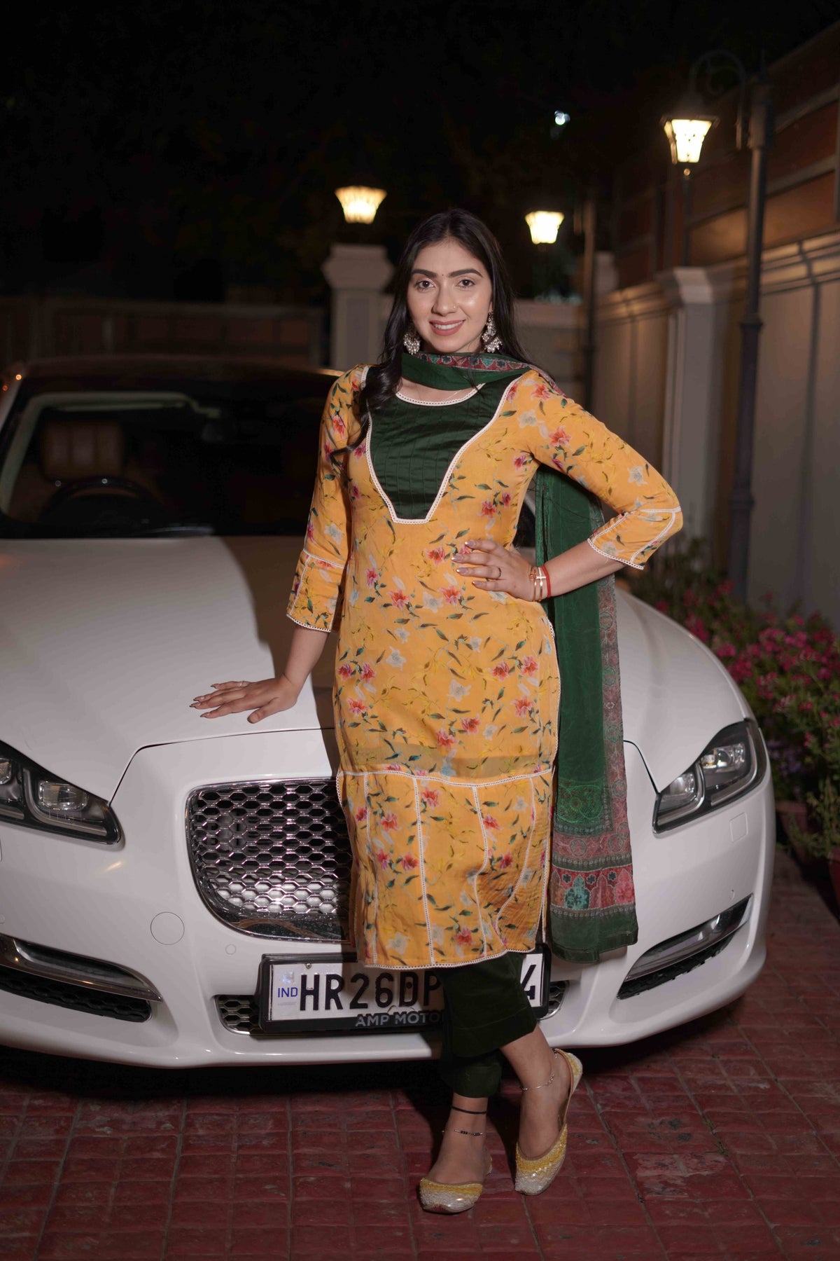 Orange & Green Kurta Set