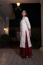 White & Red Kurta and Palazzo Set