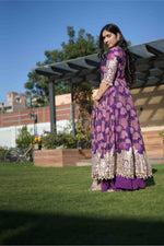Purple Floral Anarkali Suit Set