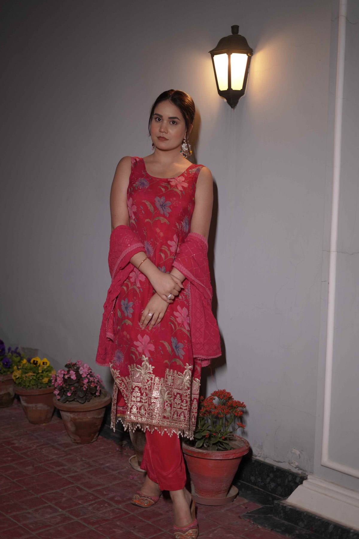 Red Kurta Set with Dupatta