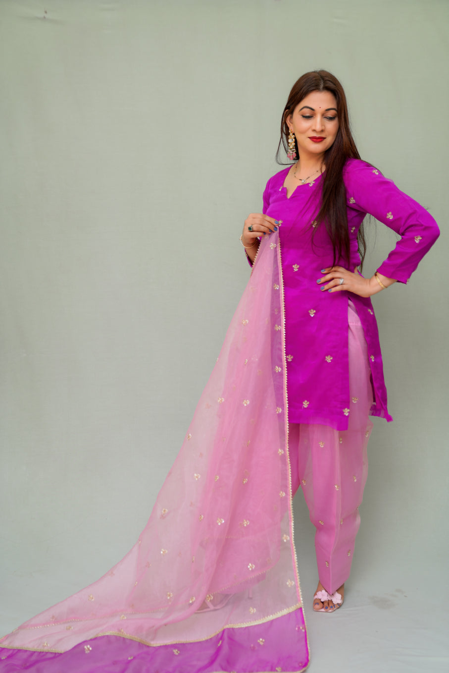 Organza Farshi Salwar Suit with dupatta