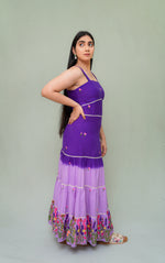 Lavender Fields ombre maxi dress with floral embroidery