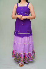 Lavender Fields ombre maxi dress with floral embroidery