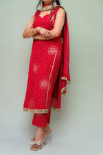 Red Bandhani Kurta set