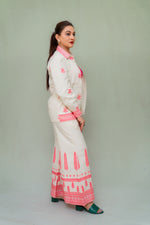 Off white Fushsia pink embriodered Coord Set