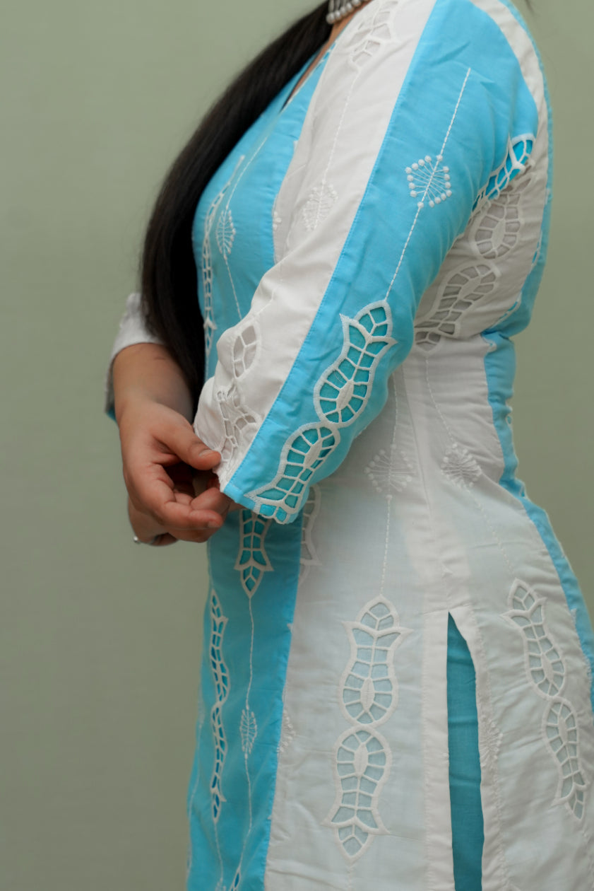 A shape Cutwork Kurta Set