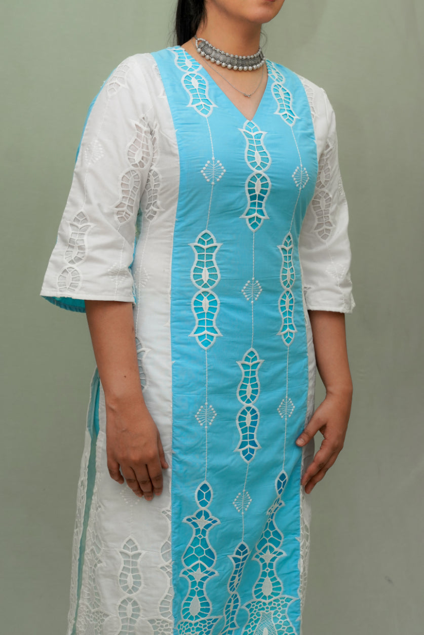 A shape Cutwork Kurta Set