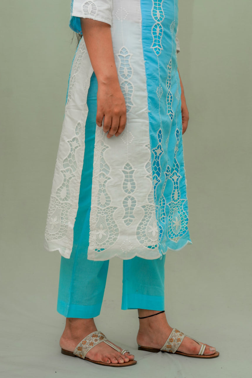 A shape Cutwork Kurta Set