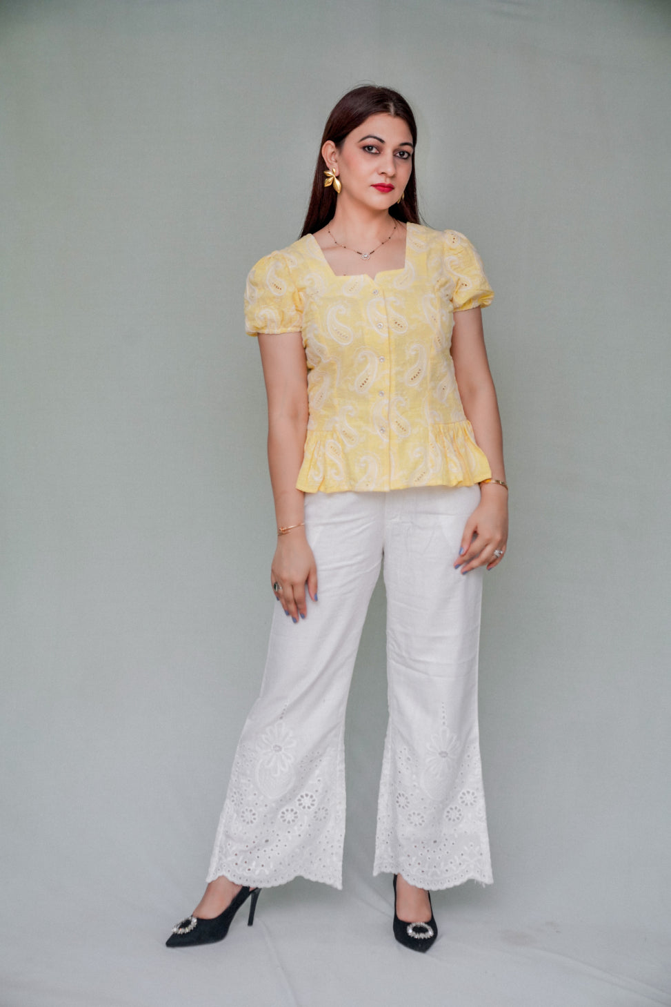 Cotton Linen embriodery Coord set