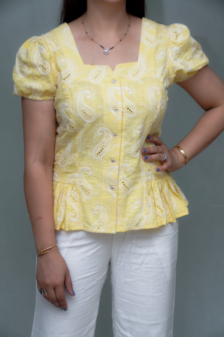 Cotton Linen embriodery Coord set