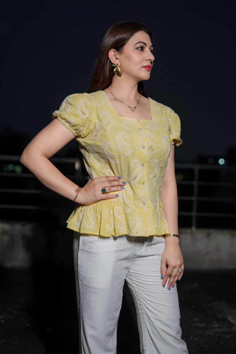 Cotton Linen embriodery Coord set