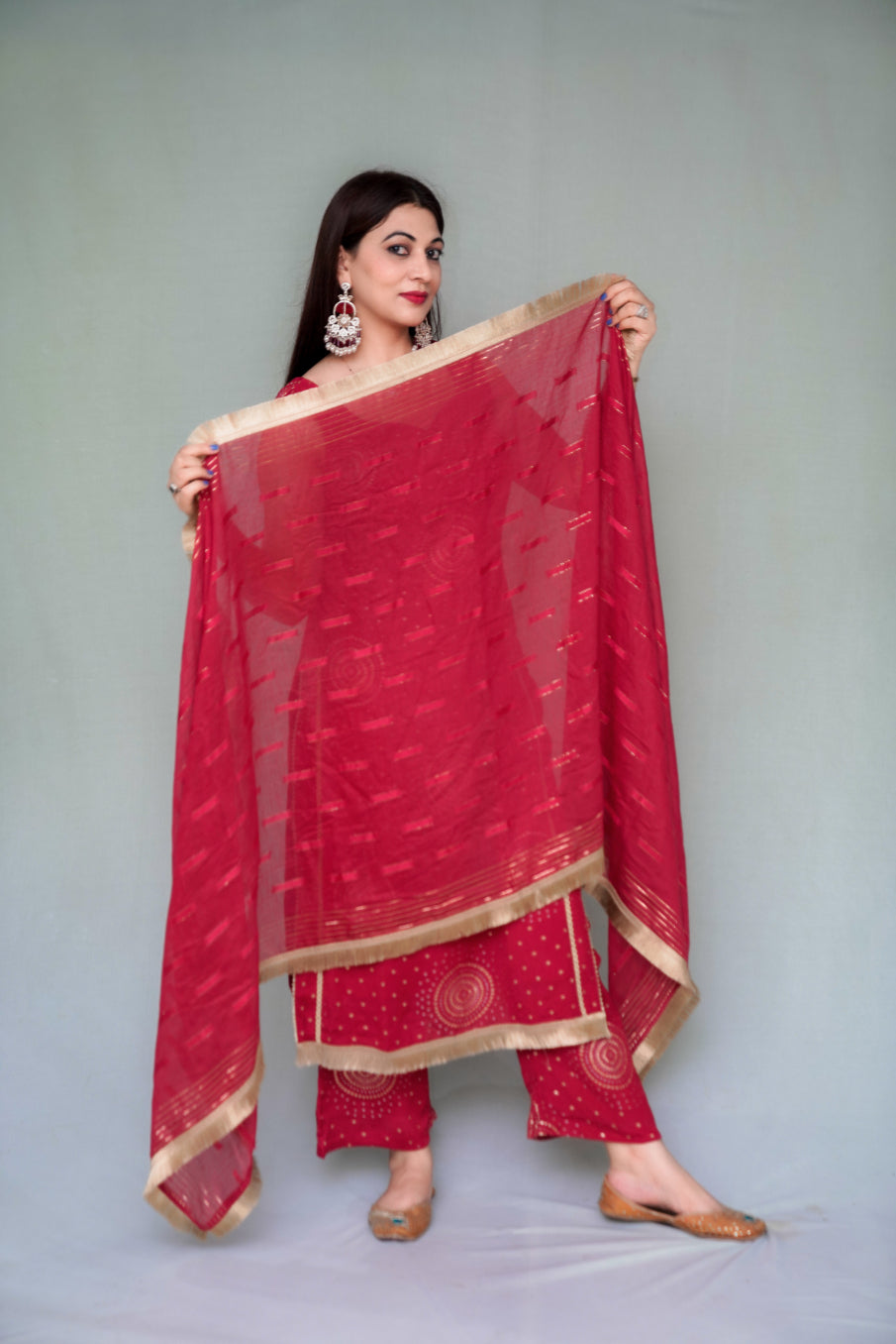 Red Bandhani Kurta set