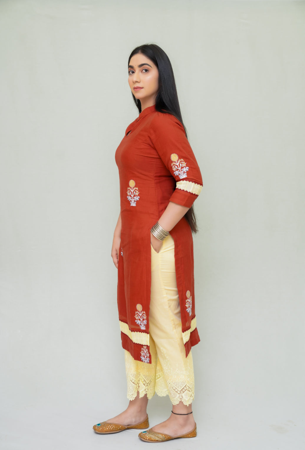 Kota doria embriodery kurta set