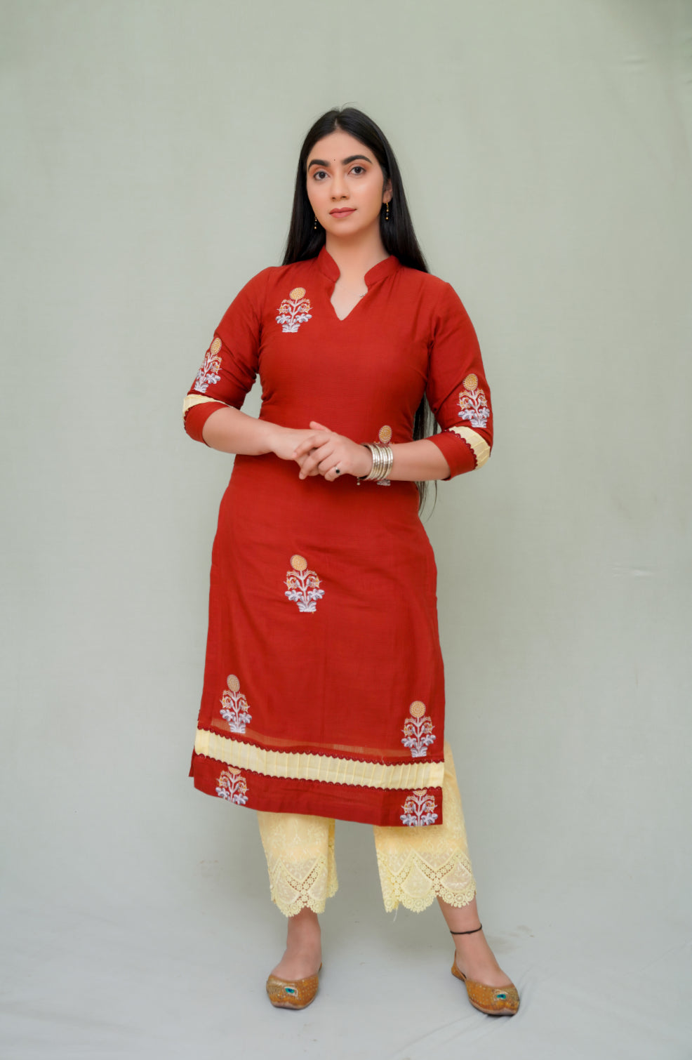 Kota doria embriodery kurta set