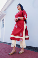 Kota doria embriodery kurta set