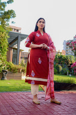 Kota doria embriodery kurta set
