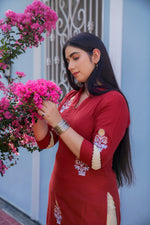 Kota doria embriodery kurta set